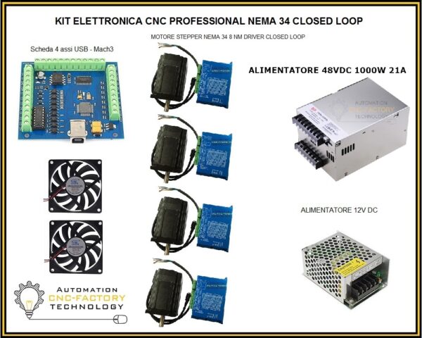 KIT elettronica 4 ASSI CNC NEMA 34 Closed Loop