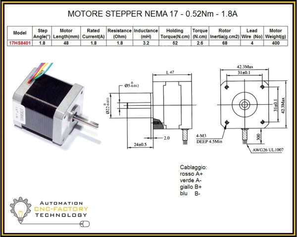 MOTORE STEPPER NEMA 17