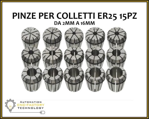 KIT DI 15 PINZE DI AFFERRAGGIO ER25 DA 2MM A 16MM